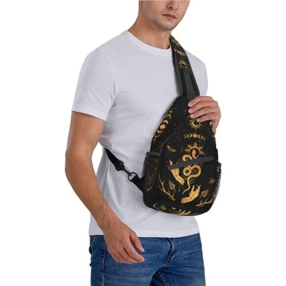 Witchy crossbody bag moon moth mushroom sling bag womens gothic travel purse - Picture 4 of 8